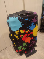 Чехол для чемодана с разноцветным принтом, черный, размер М #8, Дарья Г.