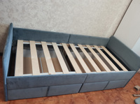 Кровать детская подростковая односпальная 180х80 Серо-синий с двумя ящиками и бортиком в комплекте #1, максим М.