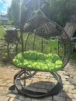 CROCKET Подвесное кресло садовое 72х134х200 см, с зеленой подушкой #1, Юлия Ш.