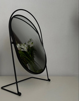 Зеркало настольное косметическое для макияжа Mime, зеркало в ванную гримерное, овальное, черное, диаметр 27 см #18, Ксения И.
