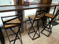 Барный стул Лофт с деревянным сиденьем, каркас черный (высота сиденья 85 см) для кафе, дачи, терассы #10, Екатерина С.