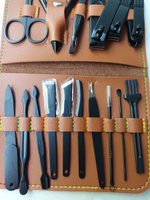 Маникюрный-педикюрный набор 16 предметов, дорожные маникюрные инструменты в чехле, коричневый #1, Светлана Б.