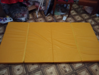Мат спортивный гимнастический складной для шведской стенки мягкий щит детский 4 секции 100х200х6 см цвет сине-желтый #6, Кристина К.