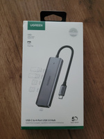 USB Хаб UGREEN CM219 (70336) 4-Port USB 3.0 Hub with USB-C Power Supply. Цвет: серый #28, Полина К.