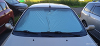 Солнцезащитная шторка на лобовое стекло, экран солнцезащитный каркасный раскладной для лобового стекла автомобиля с вырезом для зеркала #8, Надежда К.