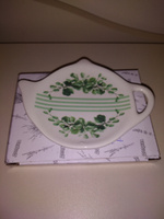 Подставка под чайный пакетик Доляна "Эвкалипт", размер 12х9х1.5 см, керамика #35, Юлия Л.
