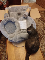 Домик для кошки с когтеточкой Pet БМФ "Пума" включает круглый лежак, высокая джутовая когтеточка, игровой комплекс, серый #1, Николай К.