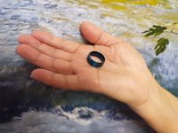 Кольцо широкое, унисекс, цвет синий, ширина 8 мм, размер 17,5 #78, Елена Ф.