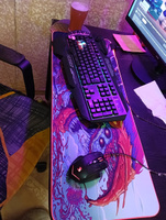 Большой игровой коврик для компьютерной мыши и клавиатуры с RGB подсветкой для компьютера и ноутбука. Игровая поверхность для дома и офиса. Геймерский коврик для ПК. Монстр. 80*30 см #24, Арсений З.