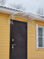 Козырек металлический над входной дверью YS148, ArtCore, белый каркас с прозрачным поликарбонатом #4, Никита