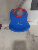 Силиконовый детский нагрудник для кормления с карманом babyyuga/ Слюнявчик, синий #3, Оксана к.