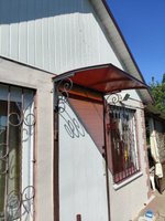 Козырек металлический над входной дверью YS74G, ArtCore, серый каркас с коричневым поликарбонатом #6, Валерий С.