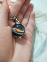 Брелок для ключей / Брелок для сумки планеты Млечный путь шар в серебристой оправе #8, Rio R.