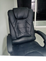 Кресло руководителя офисное с подножкой для ног и массажем, офисный стул, кресло компьютерное игровое, износостойкая экокожа, черный #136, Наталья Ж.