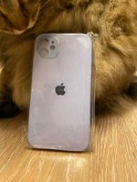 Чехол стеклянный для iPhone 11 с защитой для камеры, лавандовый глянцевый #183, Мария Б.