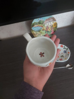 Чайная пара ручной работы керамическая, подарочная, кружка белая для чая, кофе с цветами 150 мл #7, Наташа Л.