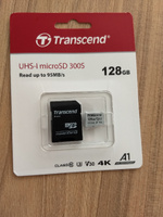 128 Гб Карта памяти Transcend 300S MicroSDXC + SD адаптер (TS128GUSD300S-A), UHS-I, U3 A1 #60, Александр И.